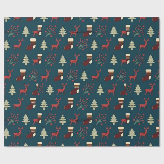 Retro Weihnachtswrapping Paper Holiday Geschenkwra Geschenkpapier (Flach)