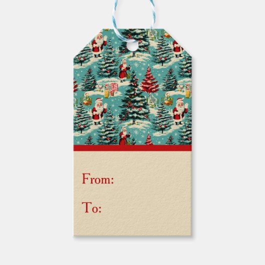 Retro-Weihnachtswunderland Geschenkanhänger (Vorderseite)