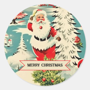 Retro-Weihnachtswunderland Runder Aufkleber