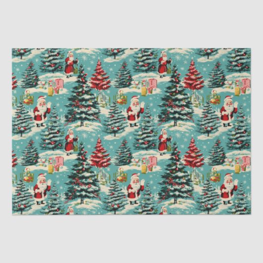 Retro-Weihnachtswunderland Seidenpapier (Vorderseite)