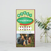 Retro Weihnachtszeichen-Foto-Karte Feiertagskarte (Stehend Vorderseite)