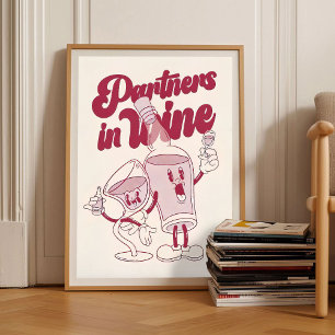 Retro-Wein-Druck Vintage-Wein-Illustration Retro  Poster
