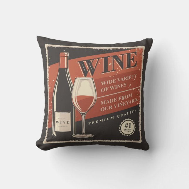 Retro Wein Party Kissen (Vorderseite)