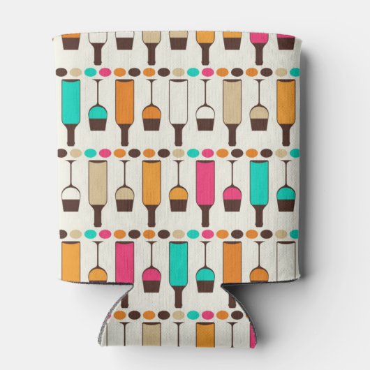 Retro-Weinflaschen und -gläser Dosenkühler (Rückseite)