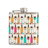 Retro Weinflaschen und -gläser Flachmann (Vorderseite)