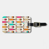 Retro Weinflaschen und -gläser Gepäckanhänger (Vorderseite horizontal)