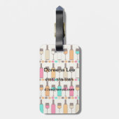 Retro Weinflaschen und -gläser Gepäckanhänger (Rückseite vertikal)