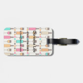 Retro Weinflaschen und -gläser Gepäckanhänger (Rückseite horizontal)