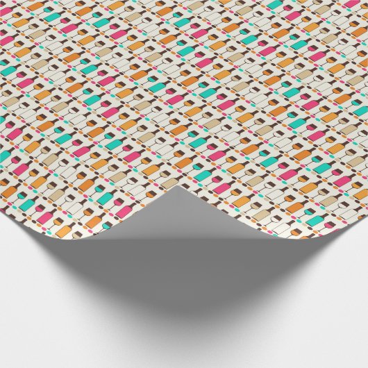 Retro-Weinflaschen und -gläser Geschenkpapier (Ecke)