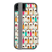 Retro Weinflaschen und -gläser Incipio iPhone Geldbeutel-Hülle (Folio Rückseite)