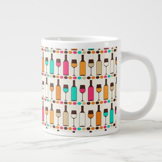 Retro-Weinflaschen und -gläser Jumbo-Tasse (Rechts)