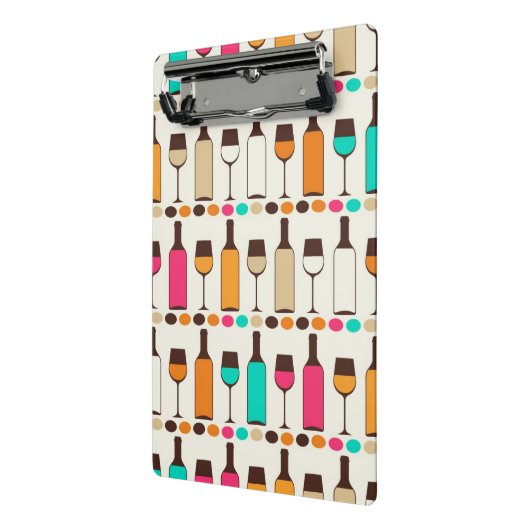 Retro Weinflaschen und -gläser Mini Klemmbrett (Gewinkelt2)