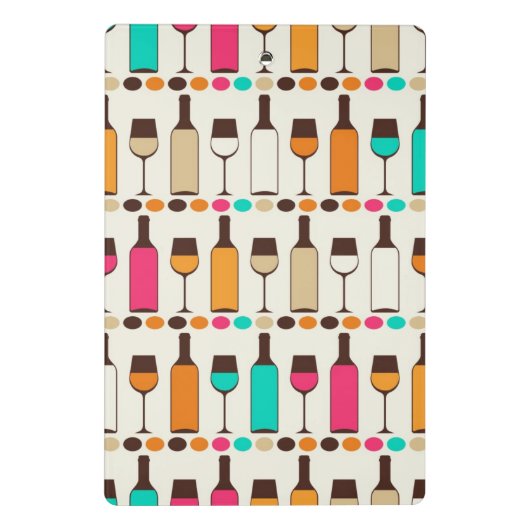 Retro Weinflaschen und -gläser Mini Klemmbrett (Rückseite)