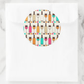 Retro-Weinflaschen und -gläser Runder Aufkleber (Tasche)