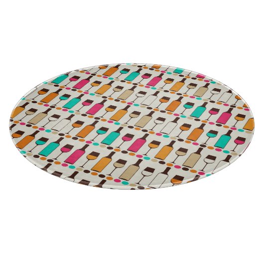 Retro-Weinflaschen und -gläser Schneidebrett (Ecke)