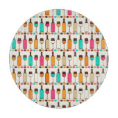 Retro-Weinflaschen und -gläser Schneidebrett (Vorderseite)