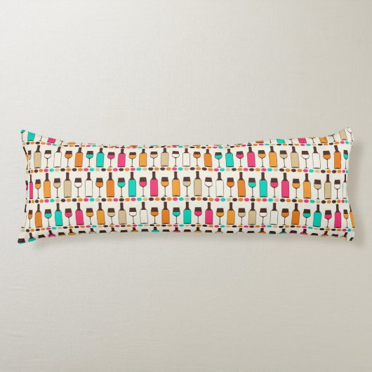 Retro Weinflaschen und -gläser Seitenschläferkissen (Vorderseite)