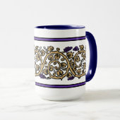 Retro-Weinreben-Fries Tasse (VorderseiteRechts)