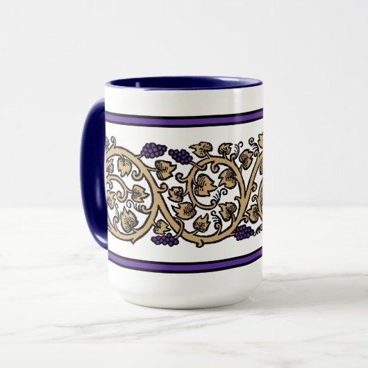 Retro-Weinreben-Fries Tasse (Vorderseite Links)