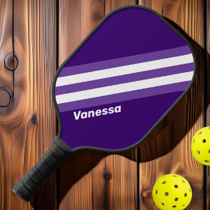 Retro-Weintrauben-Hain-Streifen mit Namen Pickleball Schläger