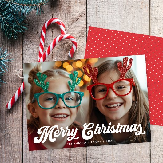 Retro-Weiß-Script Frohe Weihnachten Ein Foto