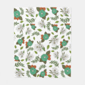 Retro Weiß und Grün Floral Fleecedecke (Vorderseite)