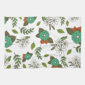 Retro Weiß und Grün Floral Geschirrtuch (Horizontal)