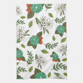 Retro Weiß und Grün Floral Geschirrtuch (Vertikal)
