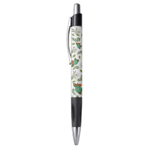 Retro Weiß und Grün Floral Kugelschreiber