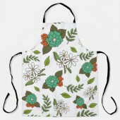 Retro Weiß und Grün Floral Schürze (Vorderseite)