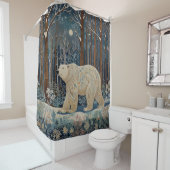 Retro-Weißbär boho Winterwald Duschvorhang (Beispiel)
