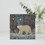 Retro-Weißbär boho Winterwald Einladung (Stehend Vorderseite)