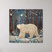 Retro-Weißbär boho Winterwald Leinwanddruck (Vorderseite)