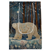 Retro-Weißbär boho Winterwald Mittlere Geschenktüte (Rückseite)