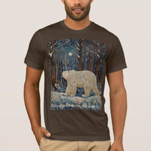 Retro-Weißbär boho Winterwald T-Shirt