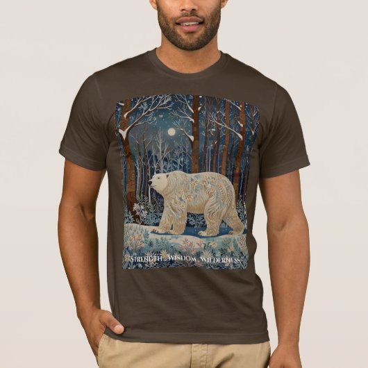 Retro-Weißbär boho Winterwald T-Shirt (Vorderseite)