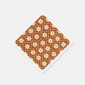 Retro Weiße Blume auf braunem Vintagem Ogee Serviette (Ecke)