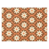 Retro Weiße Blume auf braunem Vintagem Ogee Tischdecke (Vorderseite (Horizontal))