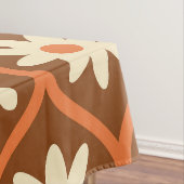 Retro Weiße Blume auf braunem Vintagem Ogee Tischdecke (Beispiel)