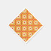 Retro Weiße Blume auf Orange Ogee Mitte des Jahrhu Serviette (Ecke)