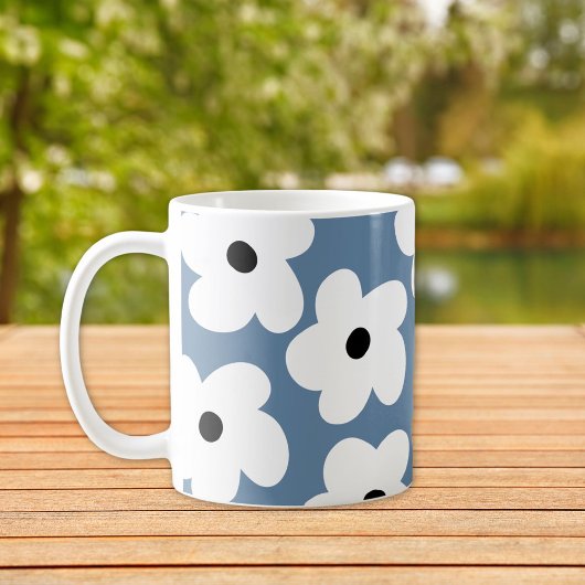 Retro Weiße Blume Kaffeetasse