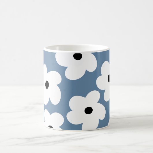 Retro Weiße Blume Kaffeetasse (Mittel)