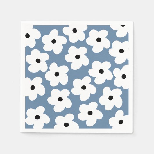 Retro Weiße Blume Serviette (Vorderseite)