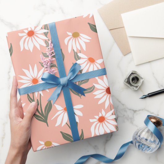 Retro Weiße Daisy Geschenkpapier (Schenken)
