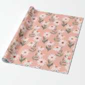 Retro Weiße Daisy Geschenkpapier (Ungerollt)