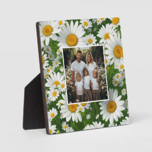 Retro weiße florale Daisy personalisieren Foto Fotoplatte