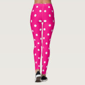 Retro weiße Polka Punkte auf einem heißen rosa Hin Leggings (Rückseite)