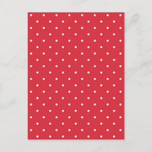 Retro-weiße Polka-Punkte auf rotem Hintergrund Postkarte