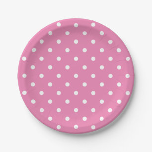 Retro Weiße Punkte Auf Rosa Pappteller