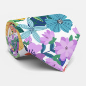 Retro Weiße Regenbogen-Blumen Muster Krawatte (Gerollt)